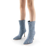 Womens Stiletto High Heel Ankle Boots Sexy Pointed Toe Short Bootie 2.75 Inches Heels Boots Party Shark Boots
