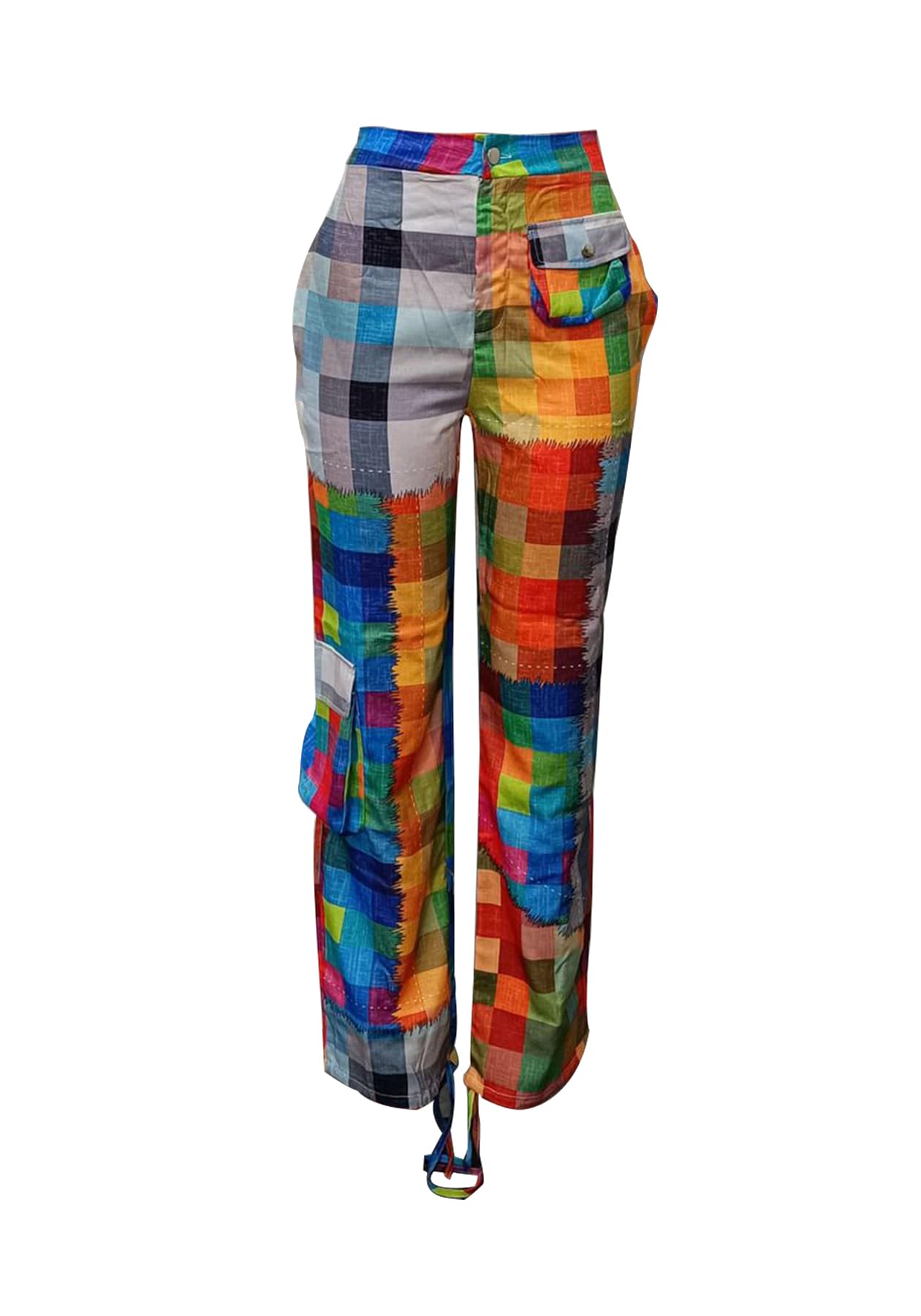 Cookies Women's Casual Cargo Baggy Pants High Waist Straight Wide Leg Pants with Multi Pockets