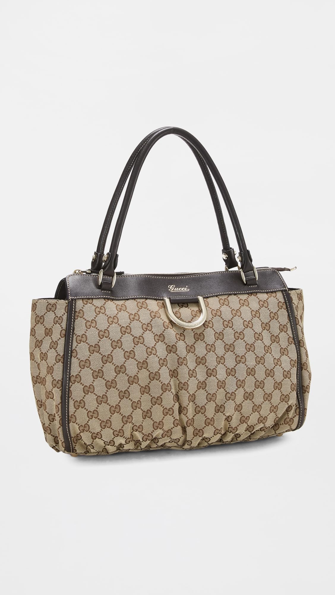 All Love Gucci Brown Canvas D Ring Abbey Zip Tote