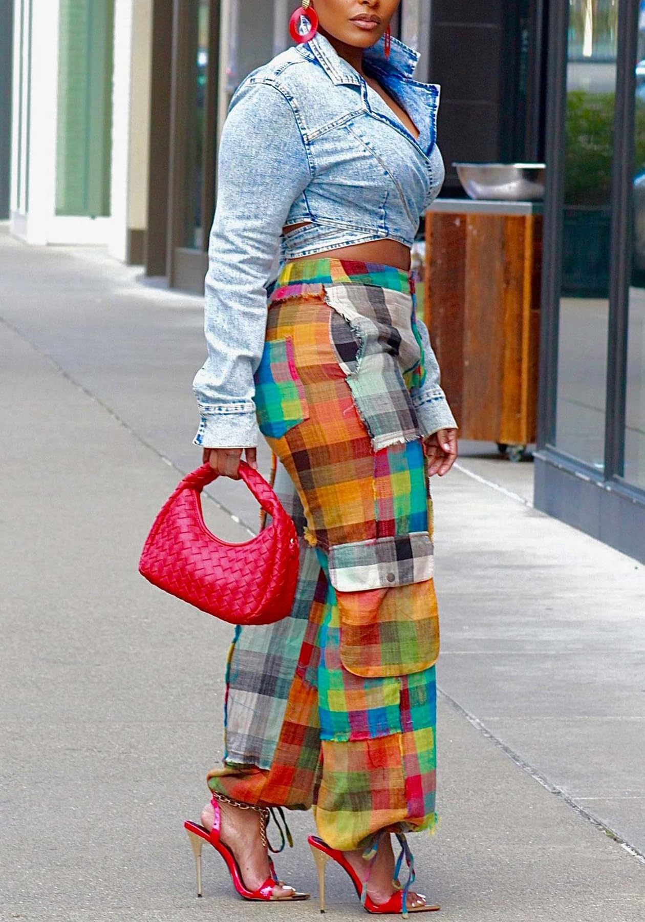 Cookies Women's Casual Cargo Baggy Pants High Waist Straight Wide Leg Pants with Multi Pockets