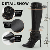 Cookies Stiletto Boots Heels Side Zipper Buckle Tassel Boots Sexy Ladies