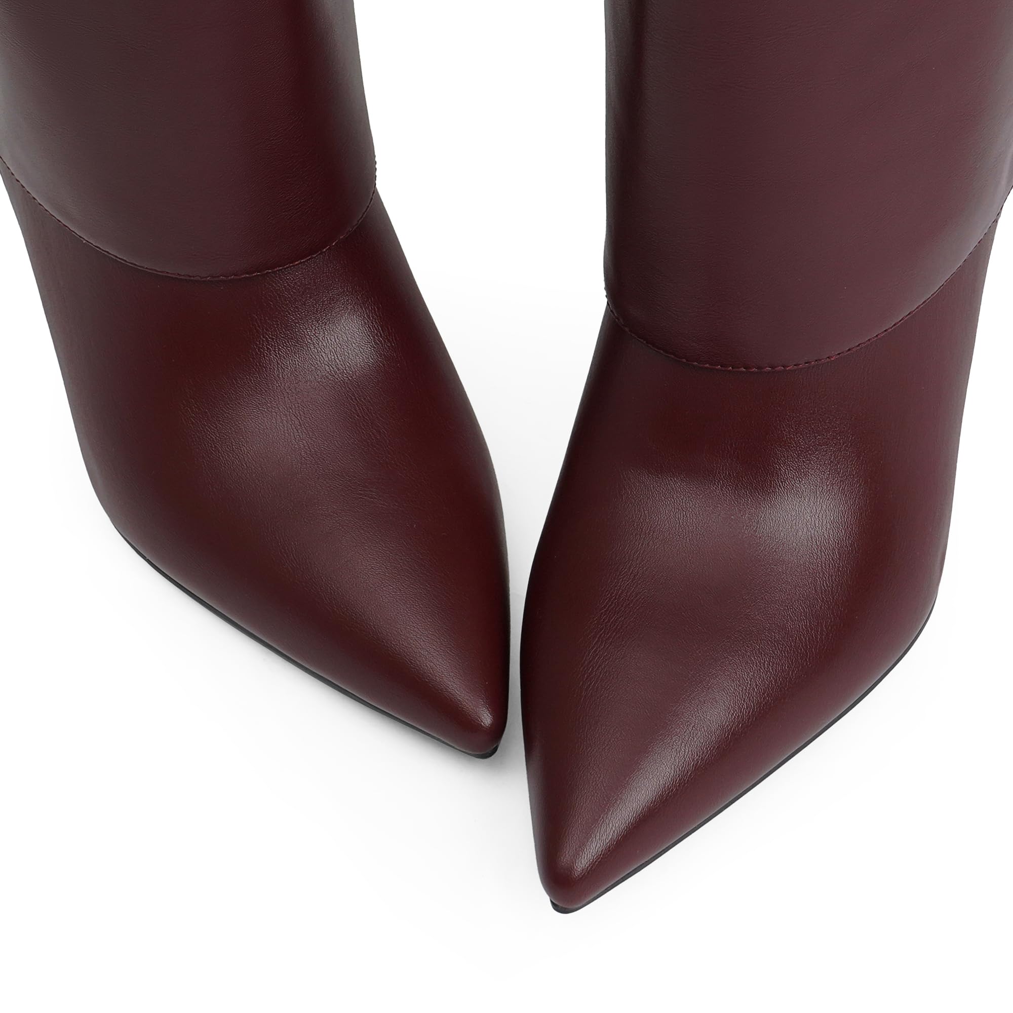 Knee High Boots Women Fold Over Boots Pointed Toe Stiletto Heel