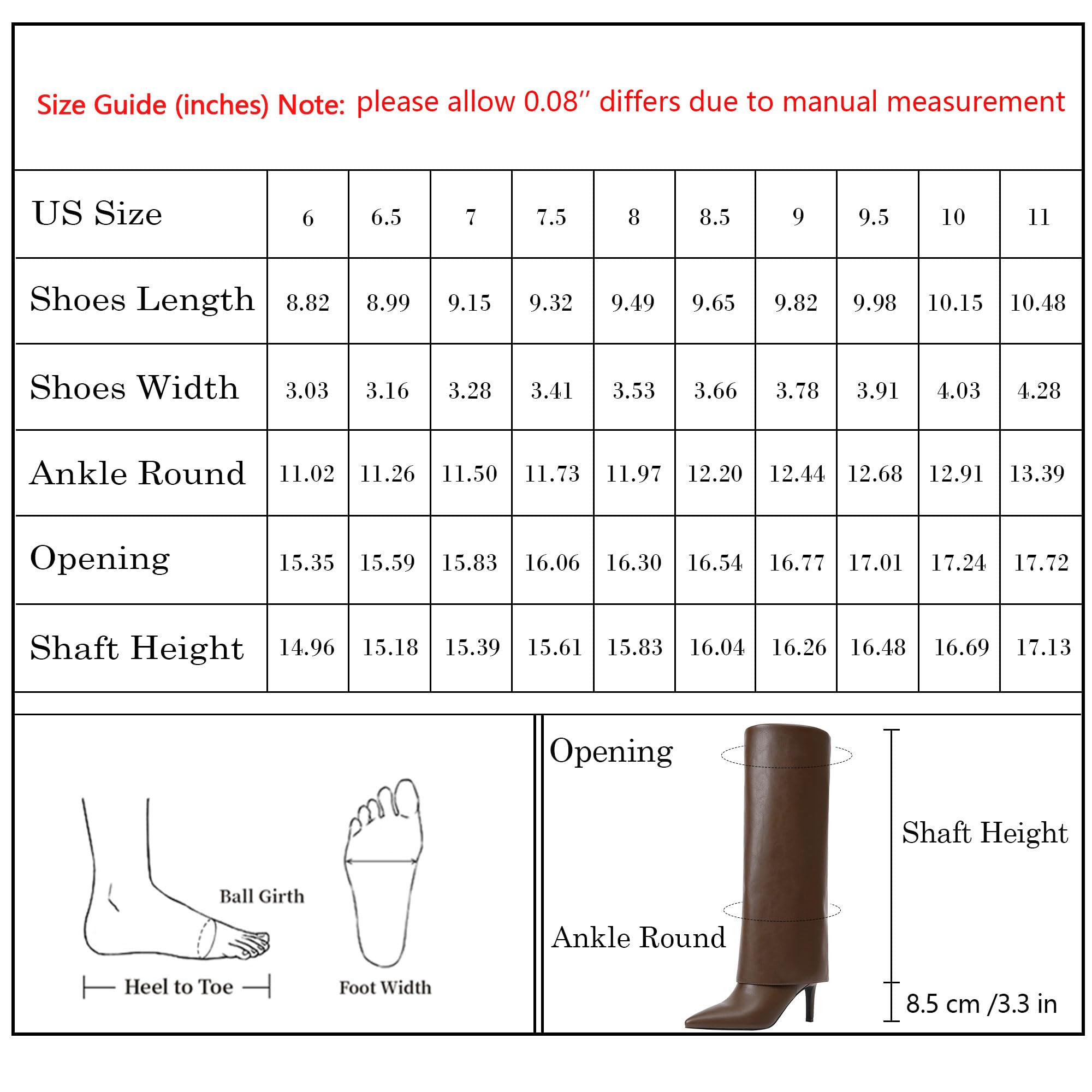 Knee High Boots Women Fold Over Boots Pointed Toe Stiletto Heel