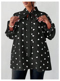On Dot Print Bow Tie Neck Long Sleeve Blouse