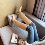 Women's Stiletto Heel Knee High Boots Square Toe Slip On Fold Over Boots For Women Leather Comfortable Dress Tall Boots