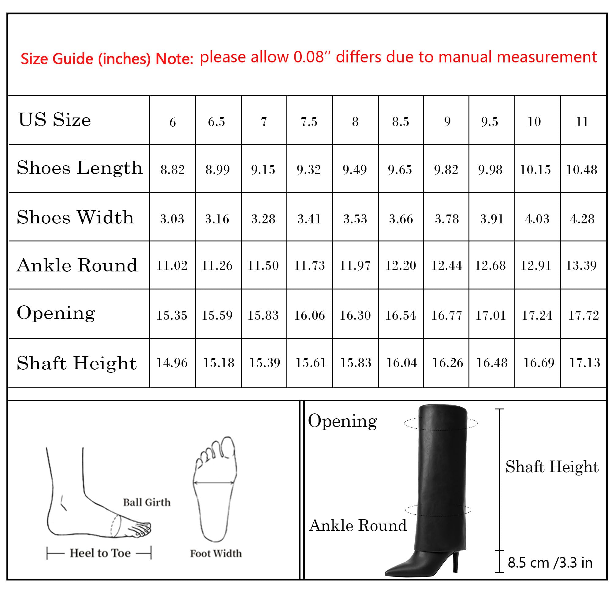 Knee High Boots Women Fold Over Boots Pointed Toe Stiletto Heel