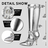Cookies Stiletto Boots Heels Side Zipper Buckle Tassel Boots Sexy Ladies