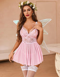 Cookie Sexy Lingerie for Women Lace Babydoll Mesh Chemise Nighty Strappy Lingerie Dress With Garter