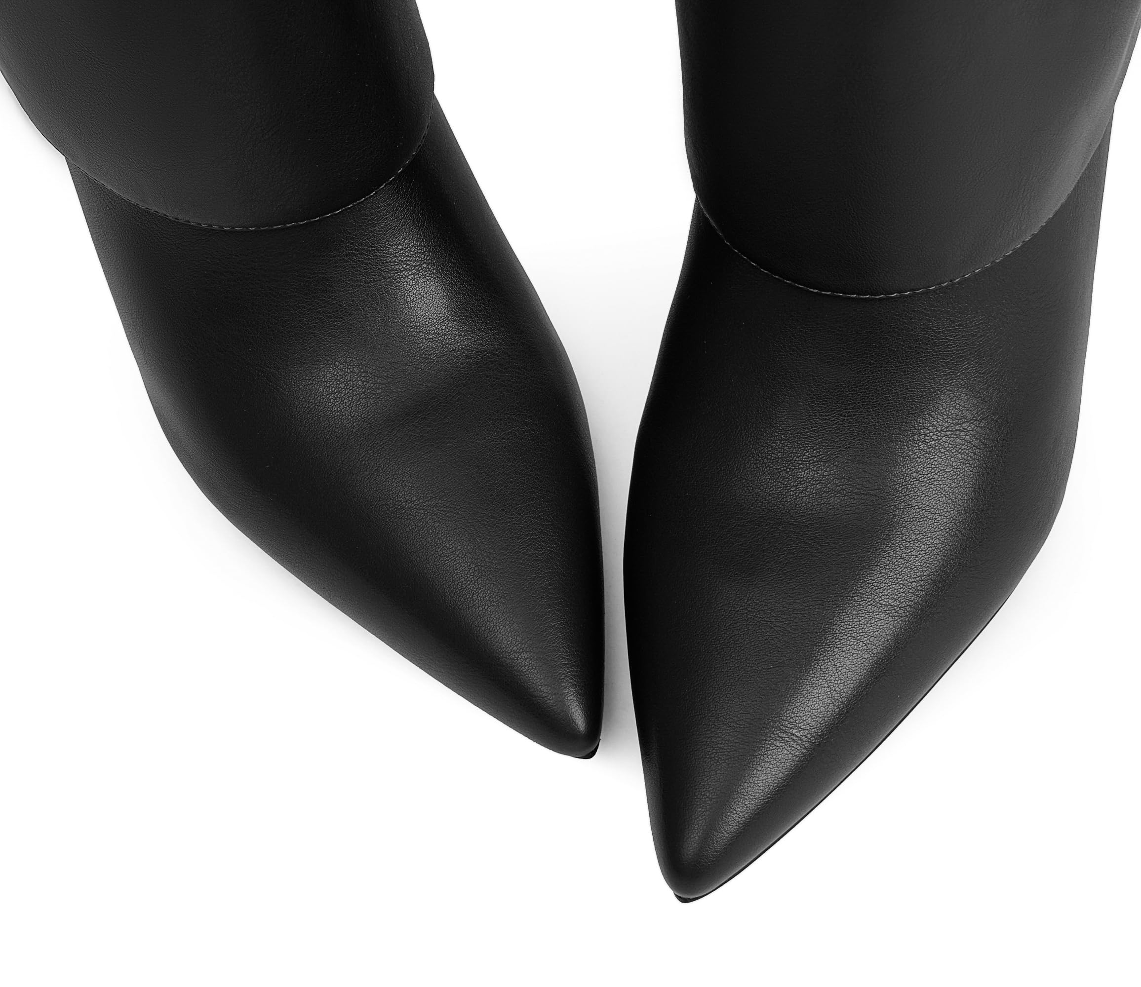 Knee High Boots Women Fold Over Boots Pointed Toe Stiletto Heel