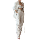 Summer Fashion Street Hot Girl Solid Color Casual Top Suit