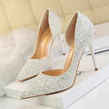 Cookies Stiletto Heel Shallow Mouth Pointed Side Hollow-out Sequin