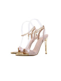 Chained Lock Pointed Heel Sandal